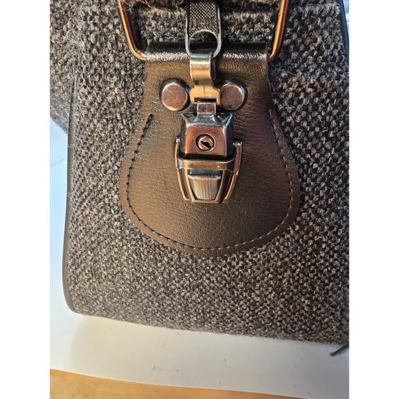 Vintage PIERRE CARDIN Gray Black Tweed Carry On Shoulder Bag with Strap Unisex - Picture 5 of 13